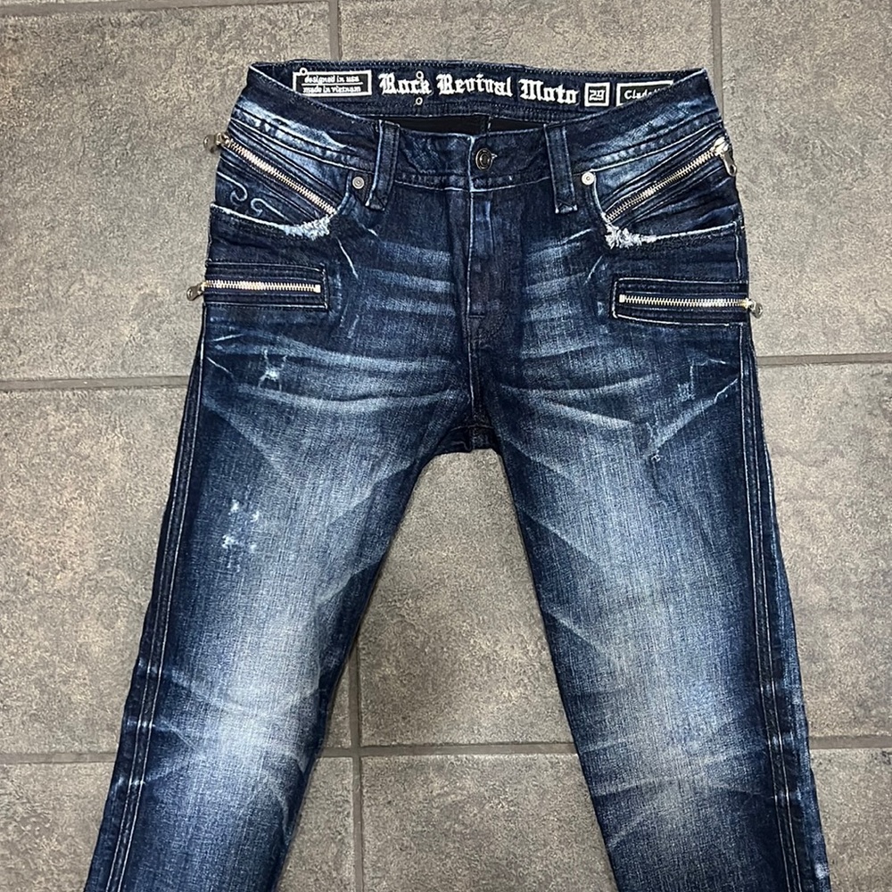 Rock Revival Moto Skinny Cladelle RP9414S200 Denim Women's Jean's Size 29